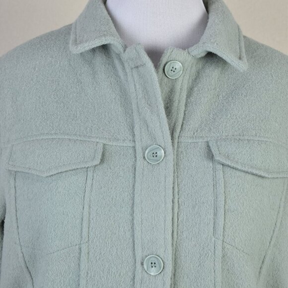 Joie Sage Green Fleece Fuzzy Shacket Button Front Jacket - L - Picture 2 of 12
